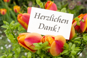 Tulpenstrauß mit Dankeskarte